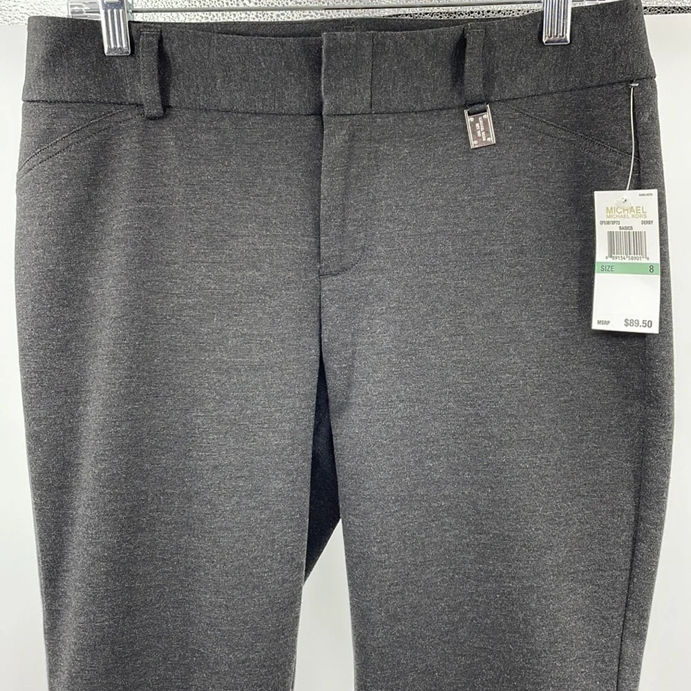 NWT Michael Kors Derby Gray Pants with Zip & Clip Front Closure Size 8